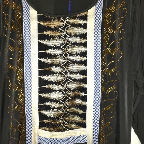 Africa Noble Dress Gown Abaya QUEEN Embroidery Rhinestones Kaftann African L NWT - Picture 5 of 9